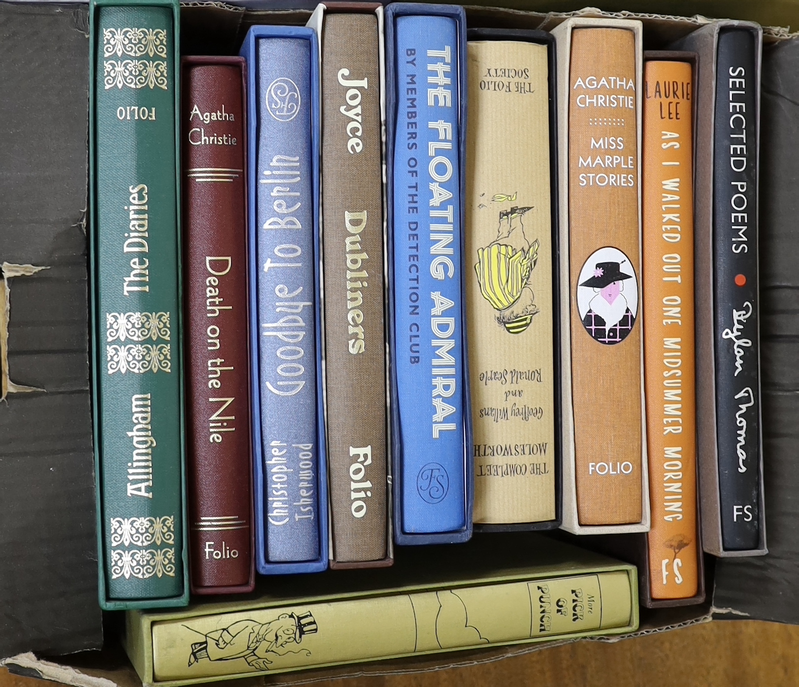 Folio Society - Literary Selection; mostly boxed or slipcased including Hercule Poirot by Agatha Christie in three volumes, six works by Jane Austen and selected poems by Dylan Thomas (27)